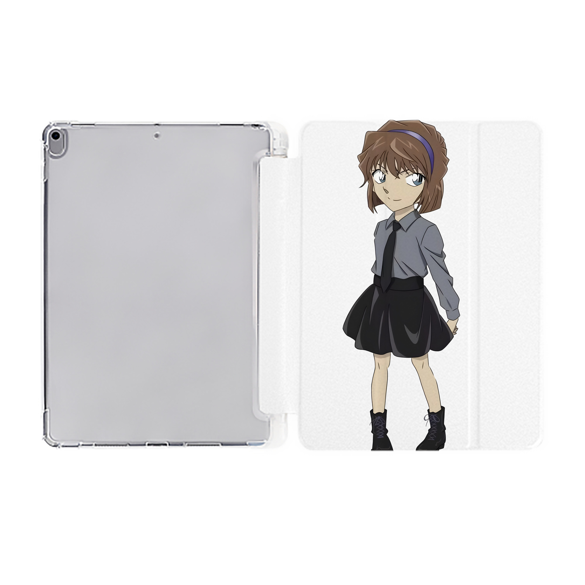 （画像用） 名探偵コナン 灰原 哀 はいばら あい Detective Conan Anita Hailey、Vi Graythorn Haibara Ai IPad ケース ペン収納付き 三つ折りスタンド PUレザー×シリコン 対応機種9.5/10.5/10.9インチ